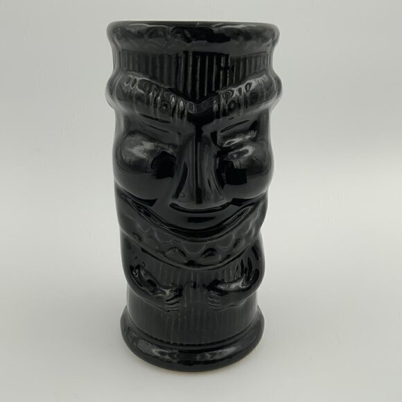 Other - Black Glazed Open Mouth Tiki Tropical Island Tumbler Daiquiri Time Out Made USA